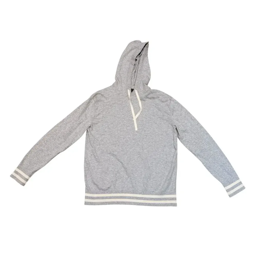 Banana Republic Organic Cotton Hero Tipped Pullover Hoodie Sweater in Gray Large
